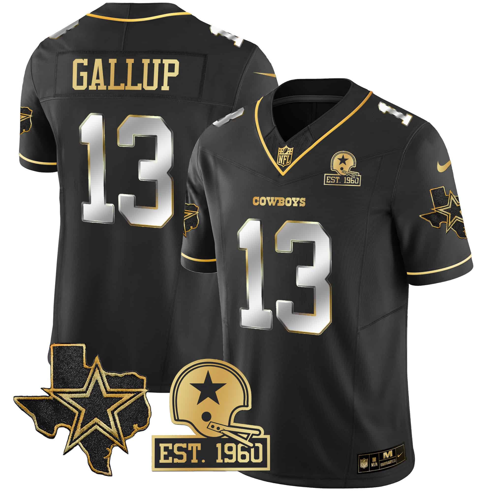 Men Dallas Cowboys #13 Gallup Black Gold 2024 Nike Patch Vapor NFL Jersey style 2->indianapolis colts->NFL Jersey
